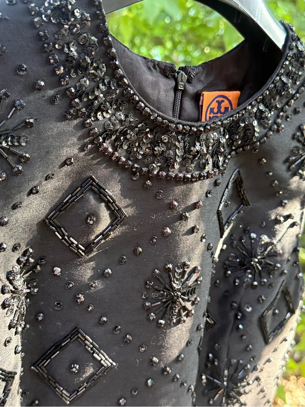 Tory Burch Black Beaded Sleeveless Dress